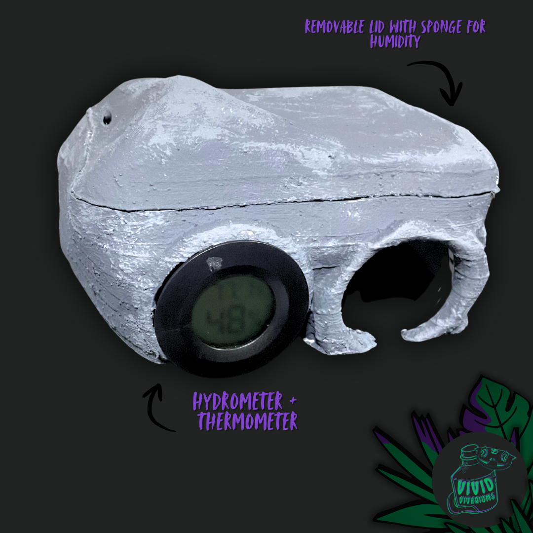 Functional Reptile Humid Hide With Hydrometer + Thermometer