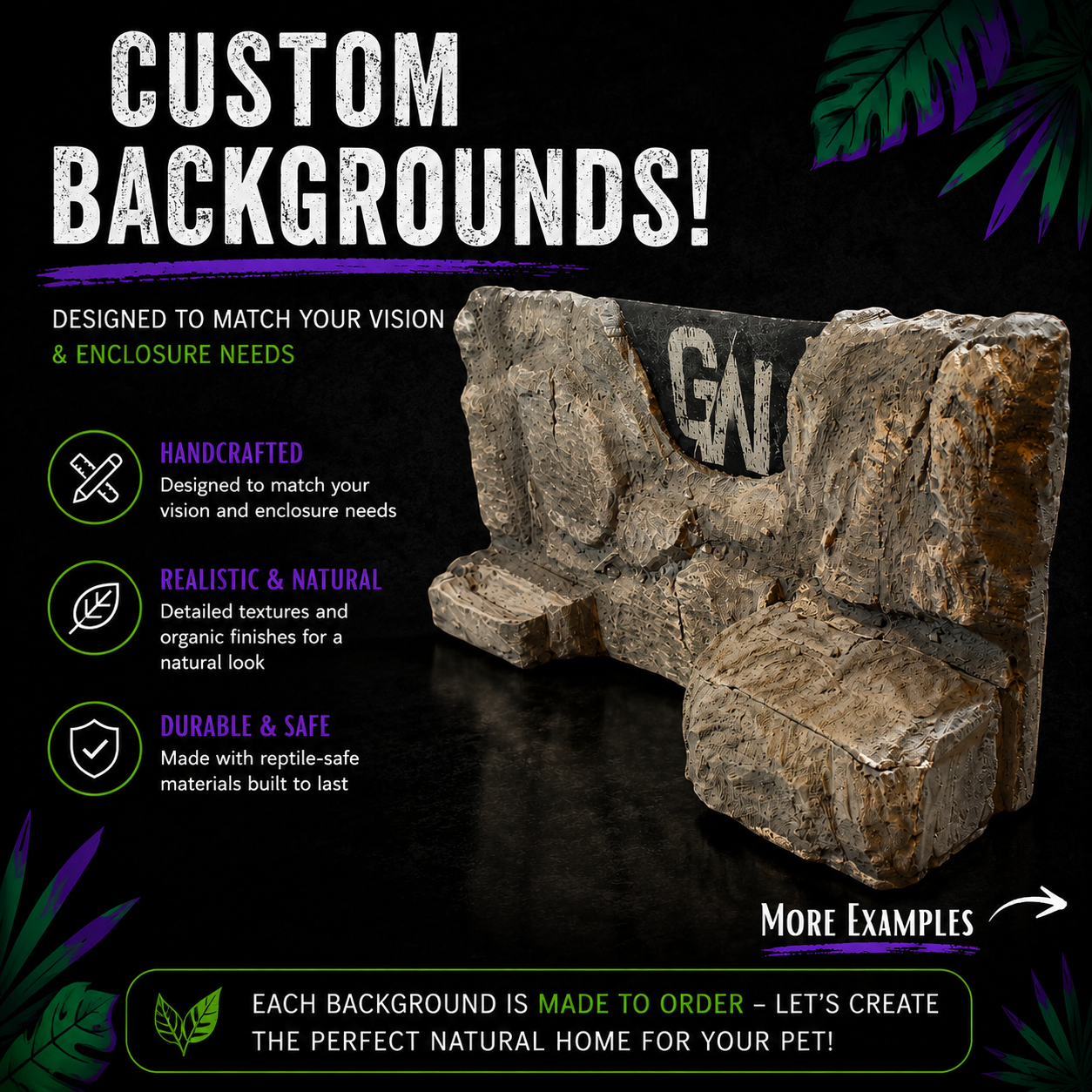 Handcrafted Custom Reptile Vivarium Background - Quote